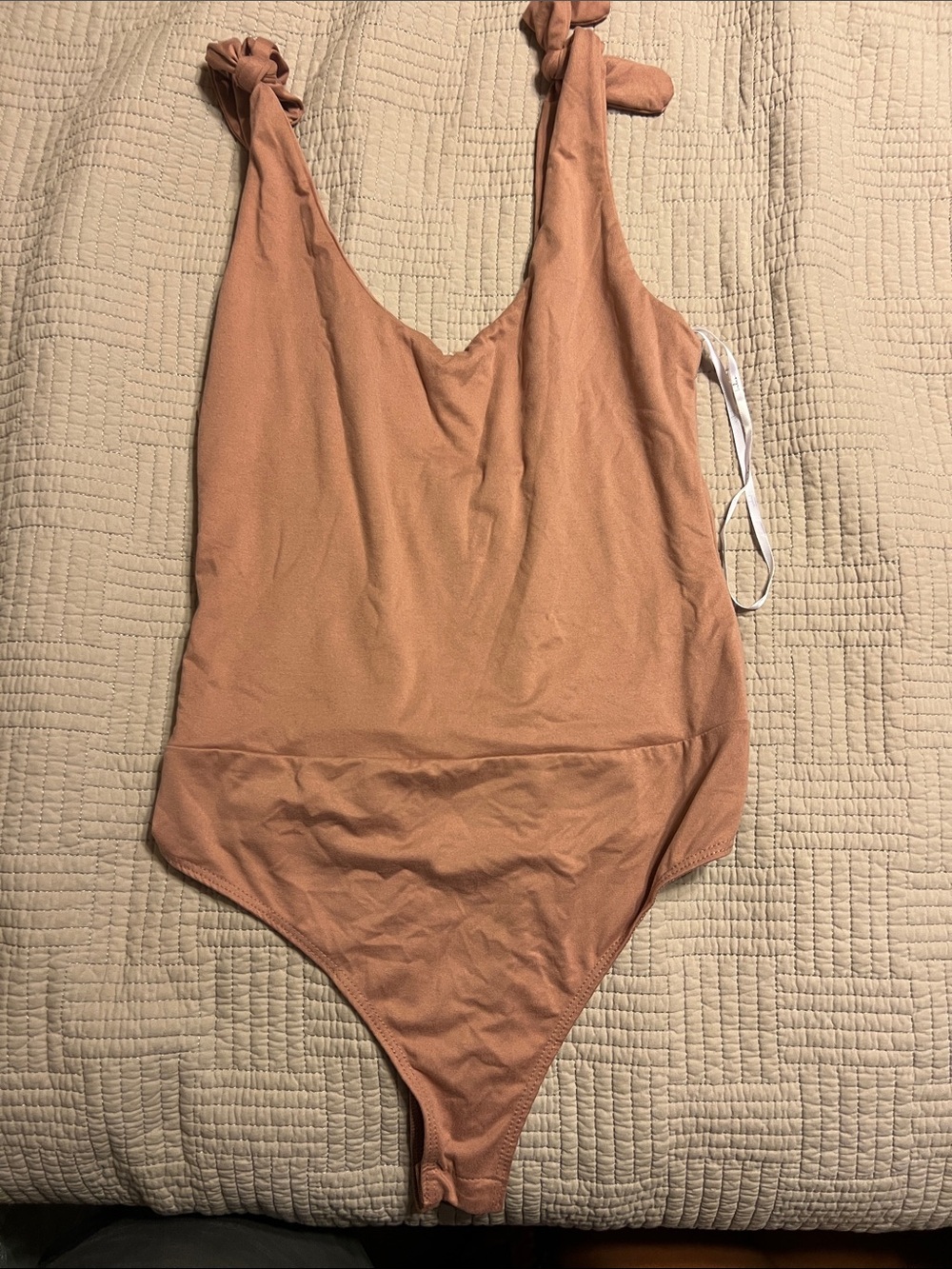 Lulu's Dusty Peach Kids One-Piece Bodysuit with Knotted Straps